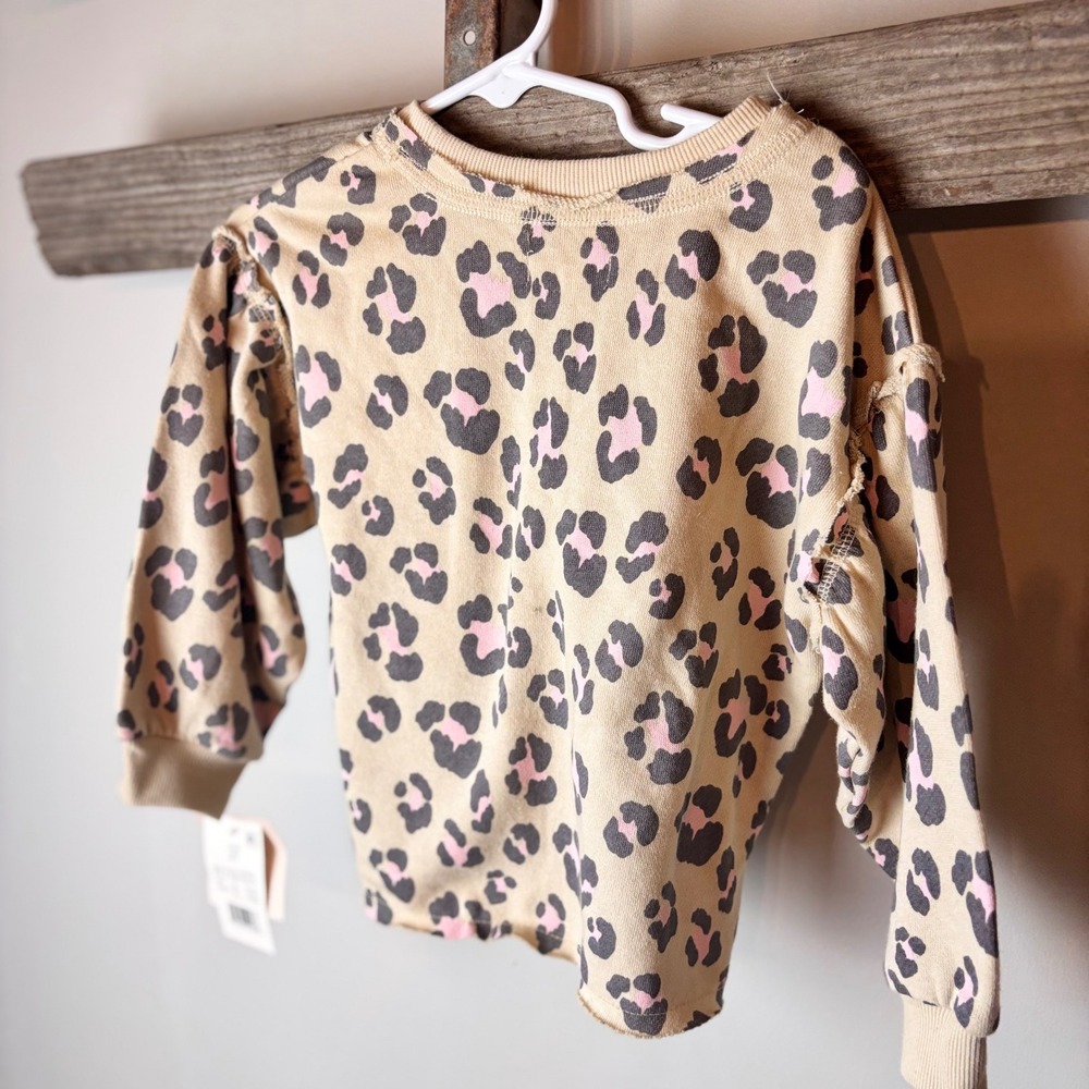 Grayson Mini Leopard Print Sweatshirt‎ 2T Tan Pink Gray Long Sleeve Toddler NWT